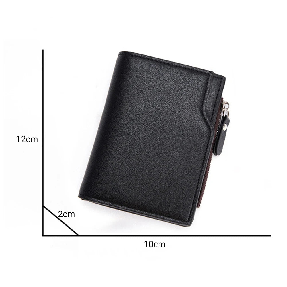 Anti-theft Leather Wallet For Traveling Ultra-thin Zipper Pocket Men Bag
