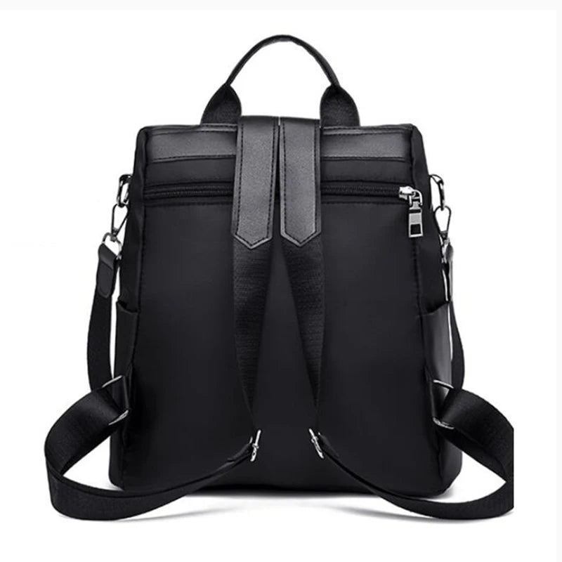 Anti-theft Nylon Backpack Large Daypack for Women with Cat Pendant