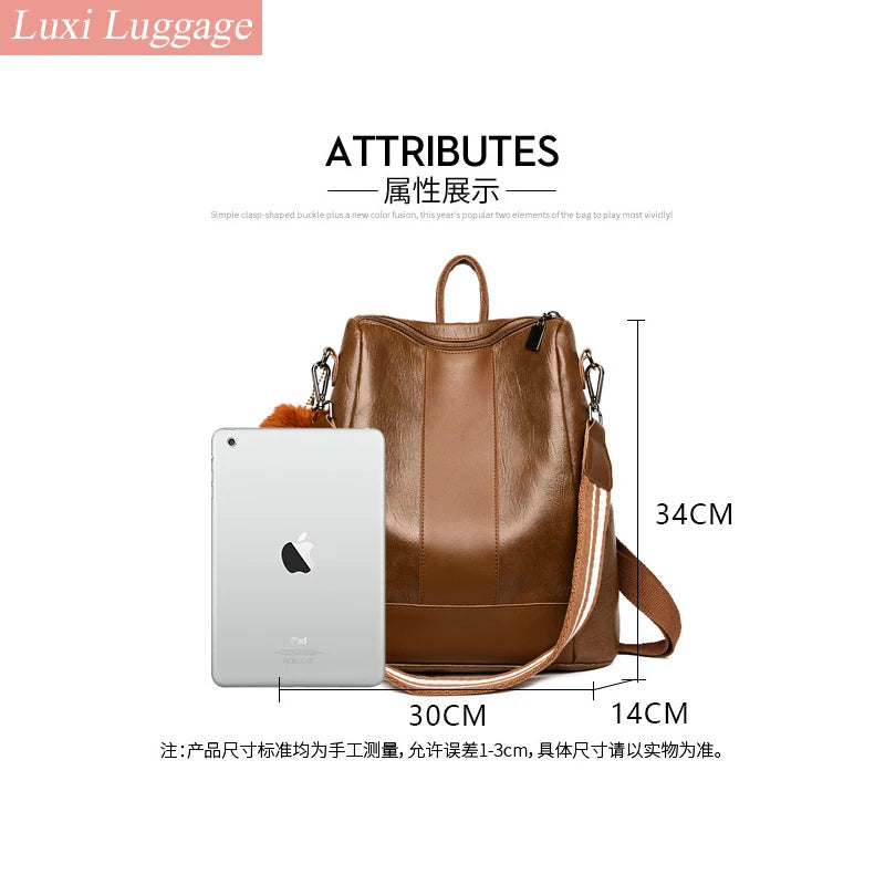 Anti-theft Women Backpacks Pu Leather Travel Backpacks Large Capacity Schoolbag