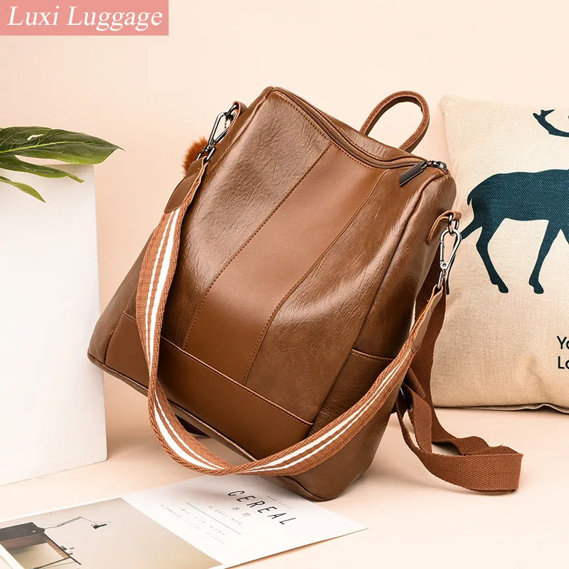 Anti-theft Women Backpacks Pu Leather Travel Backpacks Large Capacity Schoolbag