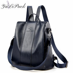 Vintage Leather Anti-Theft Backpack for Women - Travel School Girls Bag
