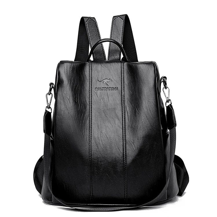 Vintage Leather Anti-Theft Backpack for Women - Travel School Girls Bag