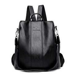 Vintage Leather Anti-Theft Backpack for Women - Travel School Girls Bag