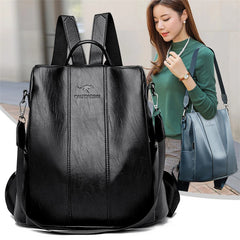 Vintage Leather Anti-Theft Backpack for Women - Travel School Girls Bag