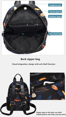 Feather Print Anti-thief Backpack Waterproof Travel Schoolbag
