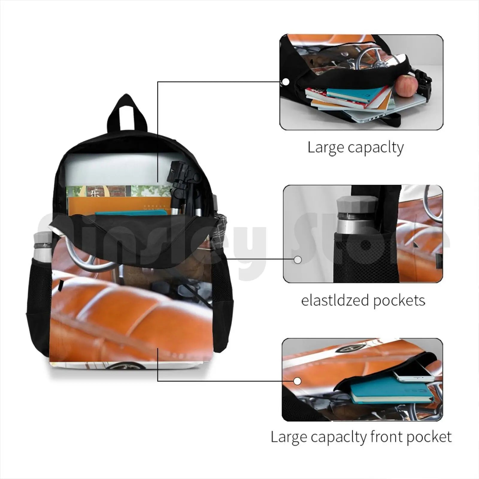 Vintage Car Dashboard Outdoor Hiking Backpack