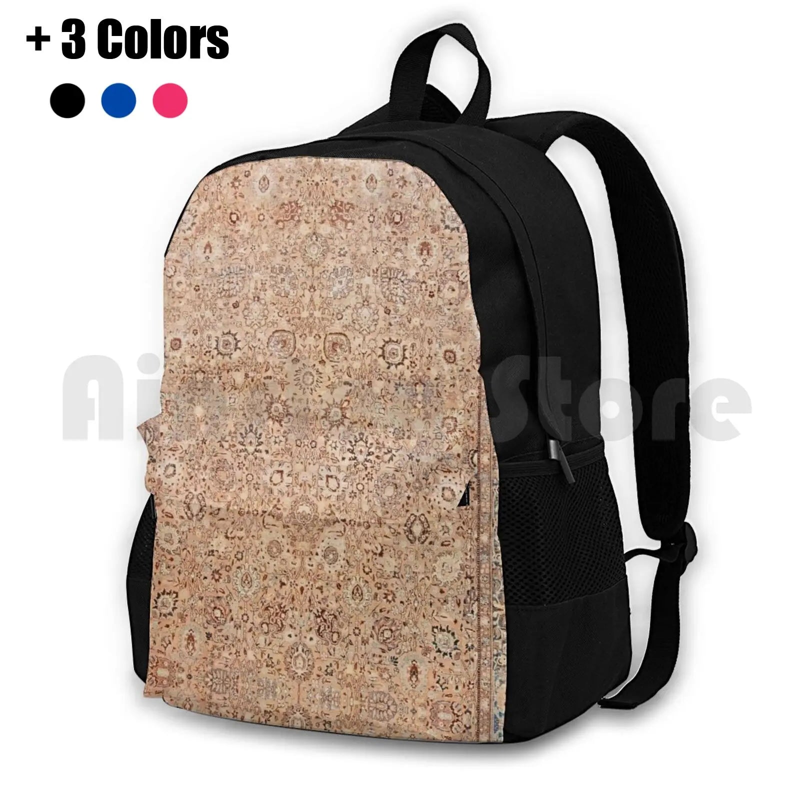 Antique Persian Tabriz Rug Print Outdoor Hiking Backpack