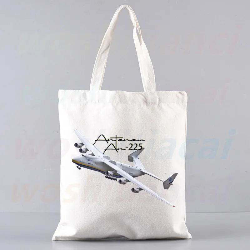 An-225 Mriya Shopping Bag Grocery Shopper Cotton Jute Bag