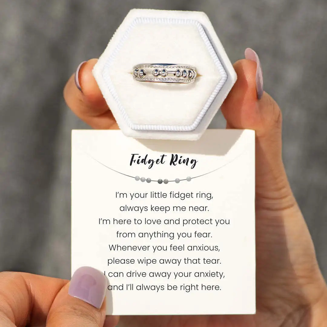 Anxiety Stress Fidget Ring with Wish Card - Gift for Daughter Granddaughter