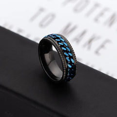 Anxiety Titanium Rotatable Chain Finger Rings For Men