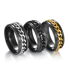 Anxiety Titanium Rotatable Chain Finger Rings For Men