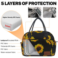 Flower Print Insulated Lunch Bag Thermal Food Picnic Cooler Lunch Box Bag