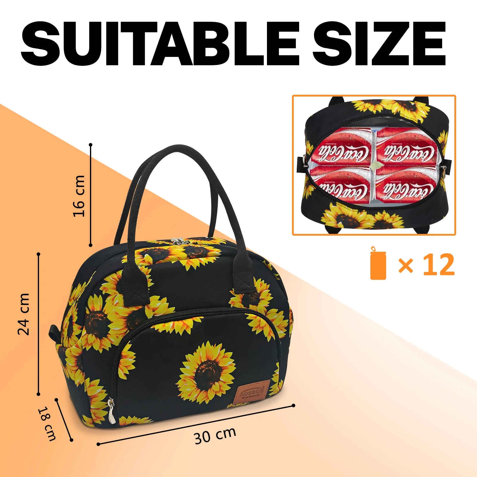 Flower Print Insulated Lunch Bag Thermal Food Picnic Cooler Lunch Box Bag