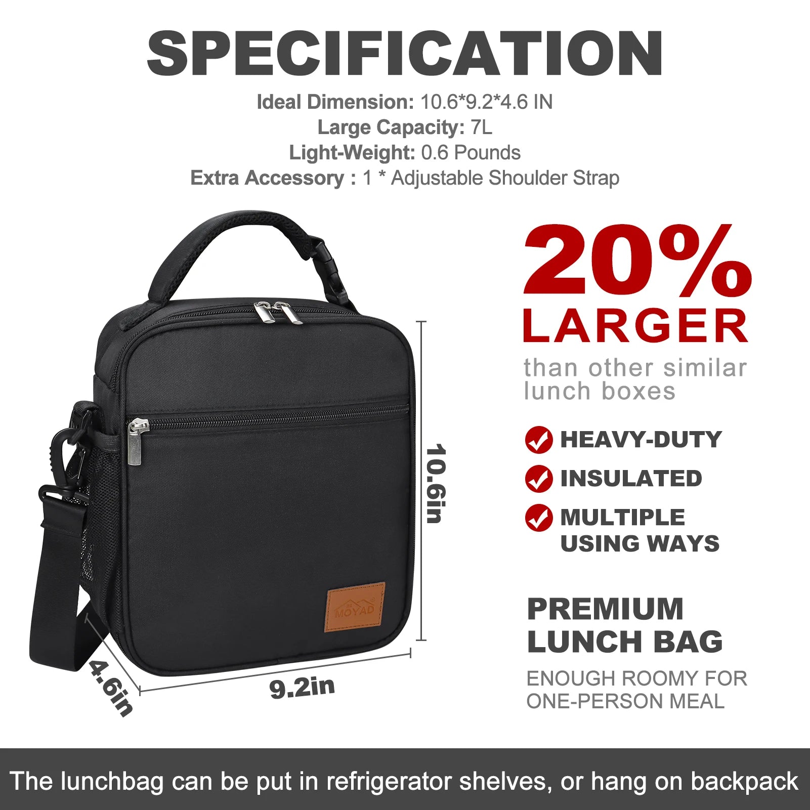 Insulated Lunch Bag for Women Men Kids, Portable Thermal Cooler Tote