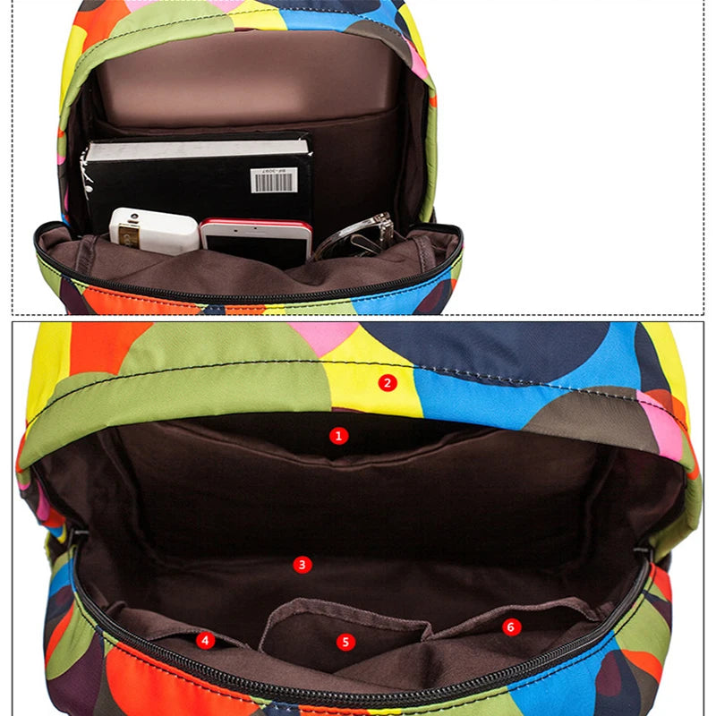 Colorful Print School Bag Female Backpack Large Capacity