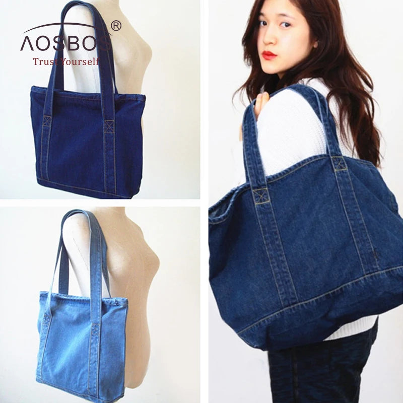 Women Denim Shoulder Bags Tote High Capacity Handbag
