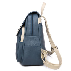 Soft Leather Backpack Patchwork Shoulder Bag Large Capacity School Bags
