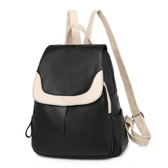 Soft Leather Backpack Patchwork Shoulder Bag Large Capacity School Bags