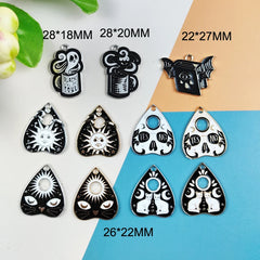 10pcs Punk Tarot Card Enamel Charms DIY Halloween Pendants