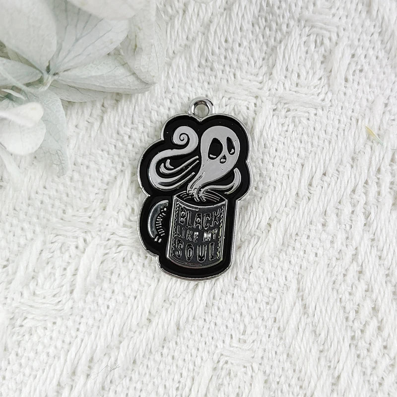 10pcs Punk Tarot Card Enamel Charms DIY Halloween Pendants