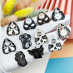 10pcs Punk Tarot Card Enamel Charms DIY Halloween Pendants