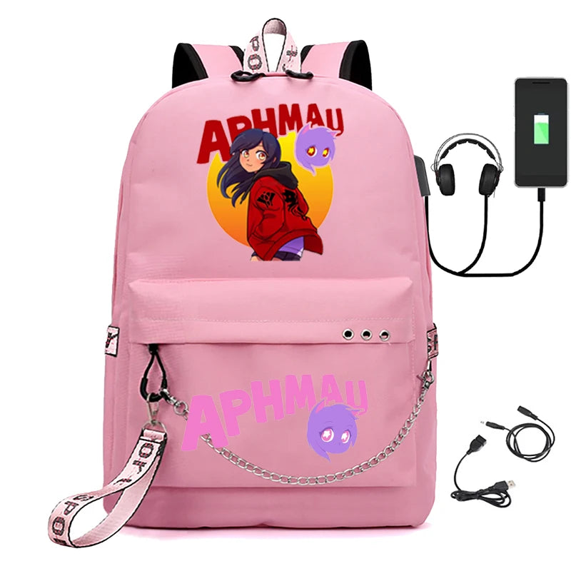 Aphmau Laptop USB Bag Canvas Shoulder Backpack
