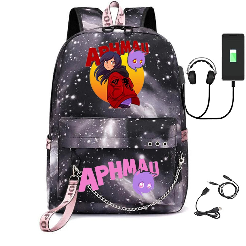 Aphmau Laptop USB Bag Canvas Shoulder Backpack