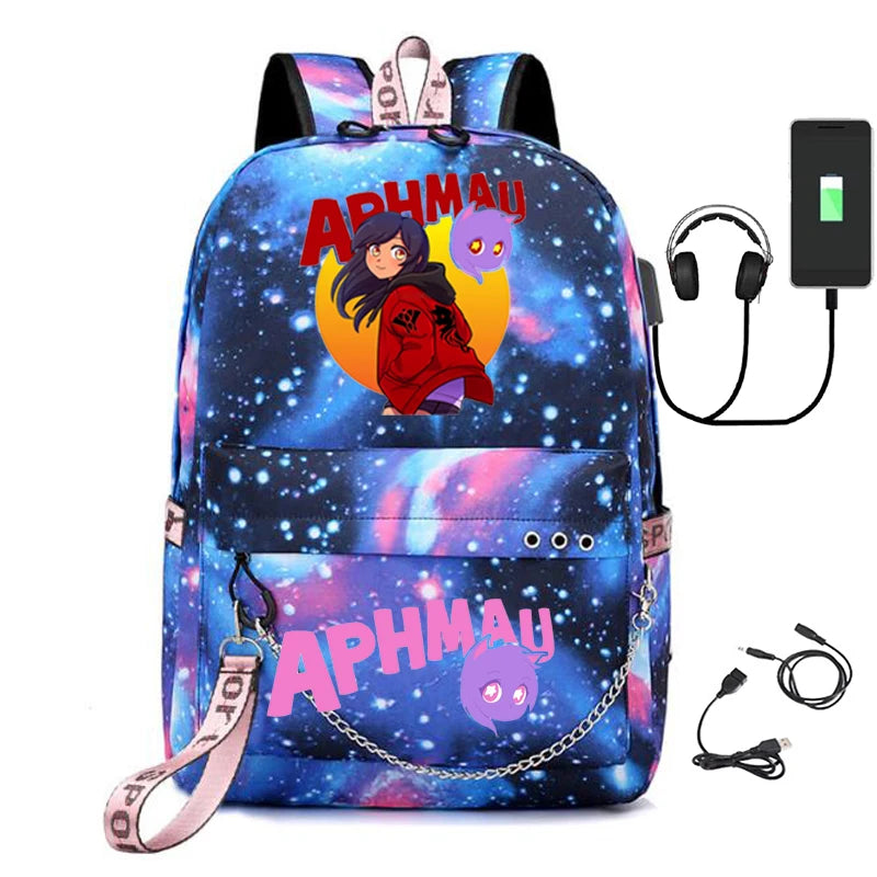 Aphmau Laptop USB Bag Canvas Shoulder Backpack