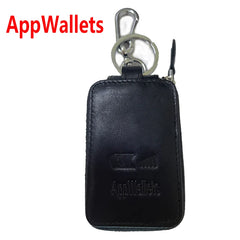 Leather Car Key Chain Keychain Holder Metal Hook Zipper Bag