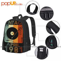 April 1981 40th Birthday Gift 40 Years Old Backpack Large Capacity Beach Bag