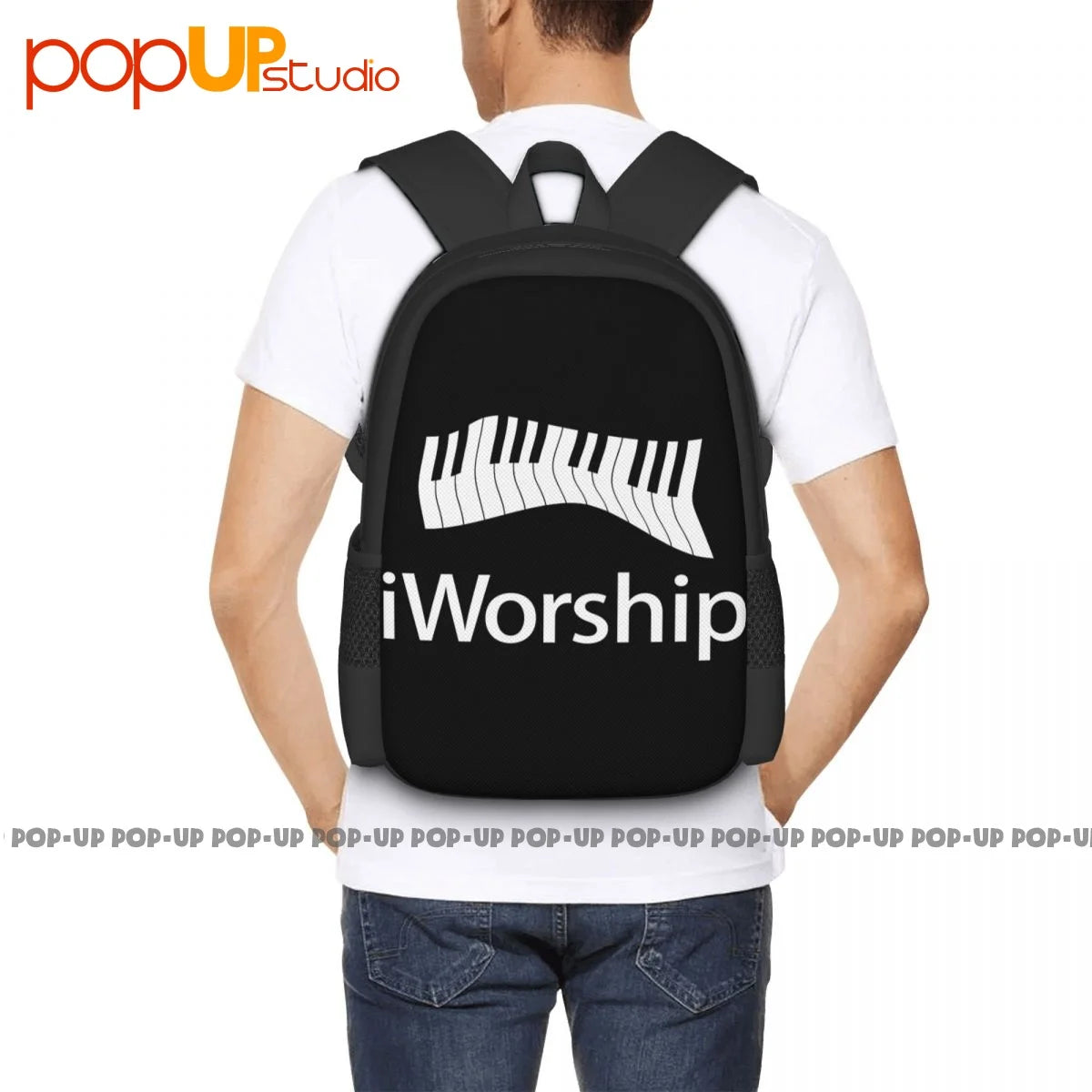 Iworship Praise God Keyboard Piano Keys Backpack Large Capacity