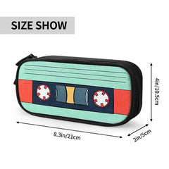 Aqua Retro Cassette Tape Pen Box Student School Anime Zipper Pen Bag