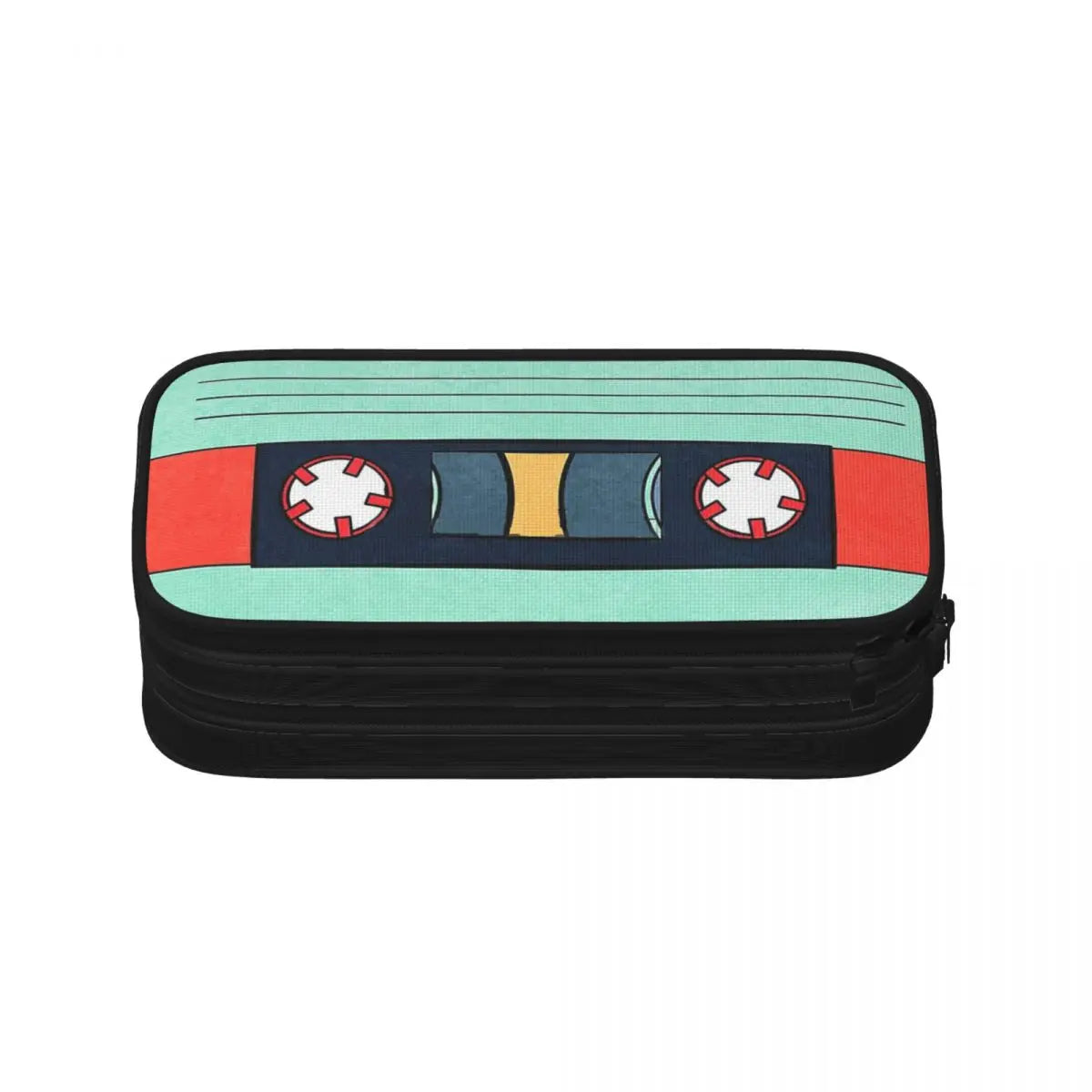 Aqua Retro Cassette Tape Pen Box Student School Anime Zipper Pen Bag