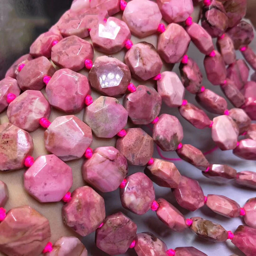 Aquamarine Morganite Rhodochrosite Cherry Agate Gemstone Beads 15mm Faceted Bulk