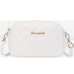 Argyle Quilted Square Bag Metal Letter Shoulder Crossbody Purse