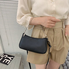 Small Chain Clutch Armpit Shoulder Bag Solid PU Leather