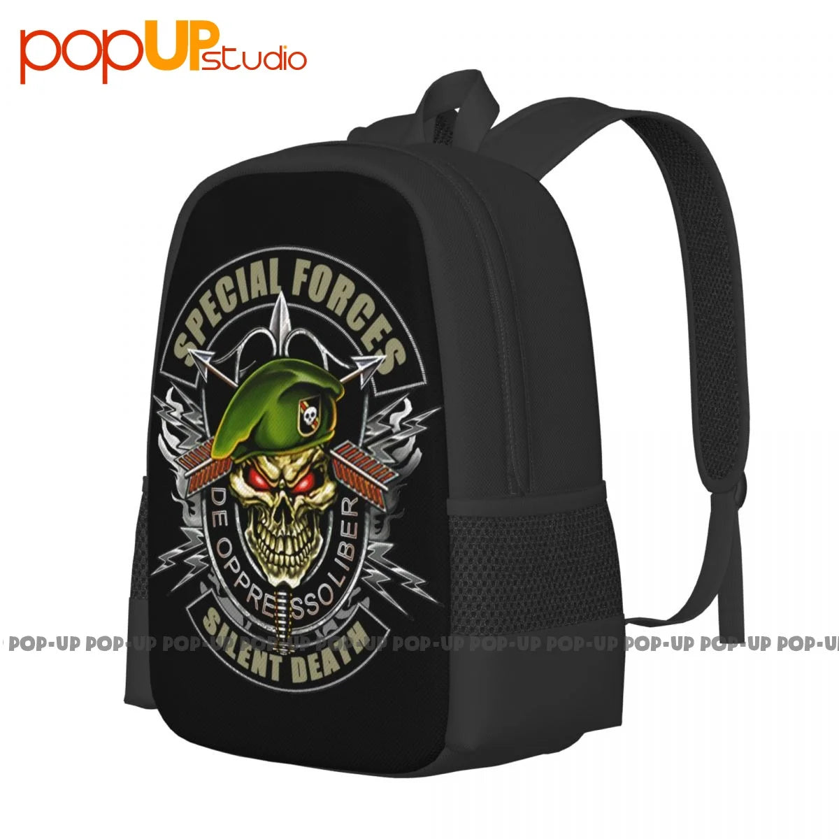Army Silent Death Green Berets Skull Backpack Large Capacity Vintage Art Print