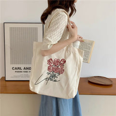 Women's Floral Embroidered Canvas Tote Bag