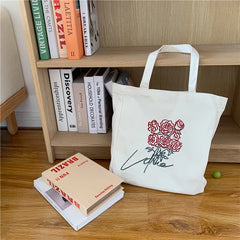Women's Floral Embroidered Canvas Tote Bag
