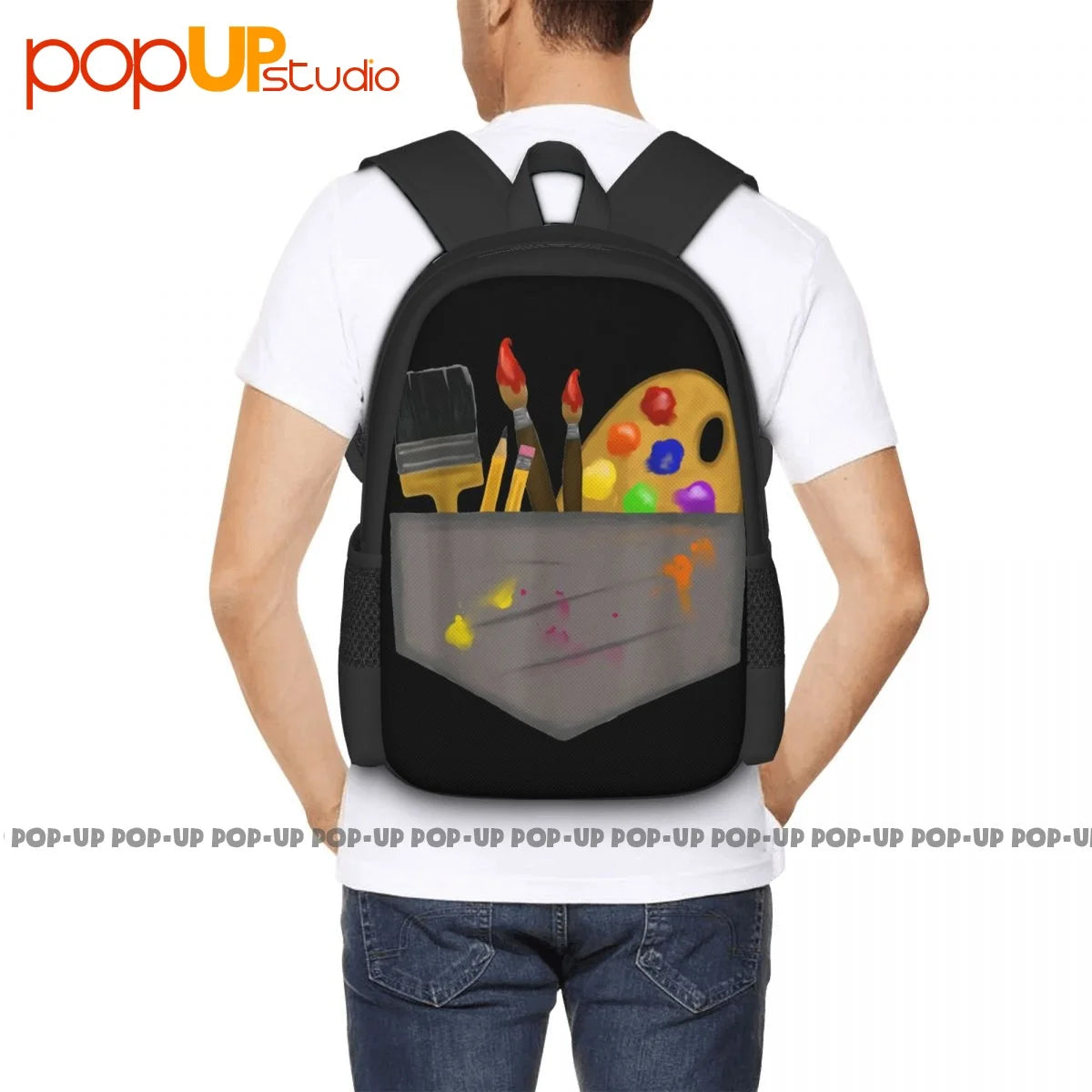 Artist Painter Brush Backpack Large Capacity Creative 3D Printing