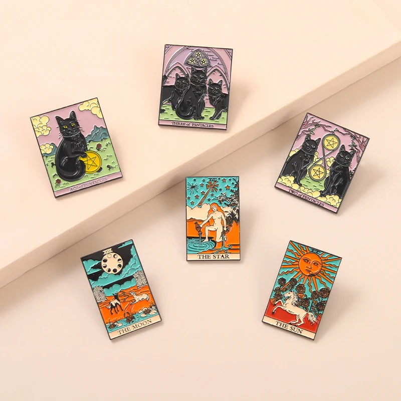 Skeleton Tarot Enamel Pin Gothic Dark Witch Jewelry