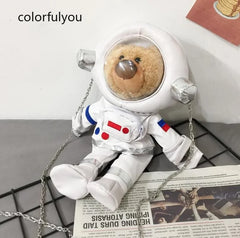 Astronaut Bear Shoulder Bag Crossbody Purse Girls Clutch Bags