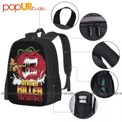 Killer Tomatoes Backpack Large Capacity Vintage Shoe Bag Gymnast Bag