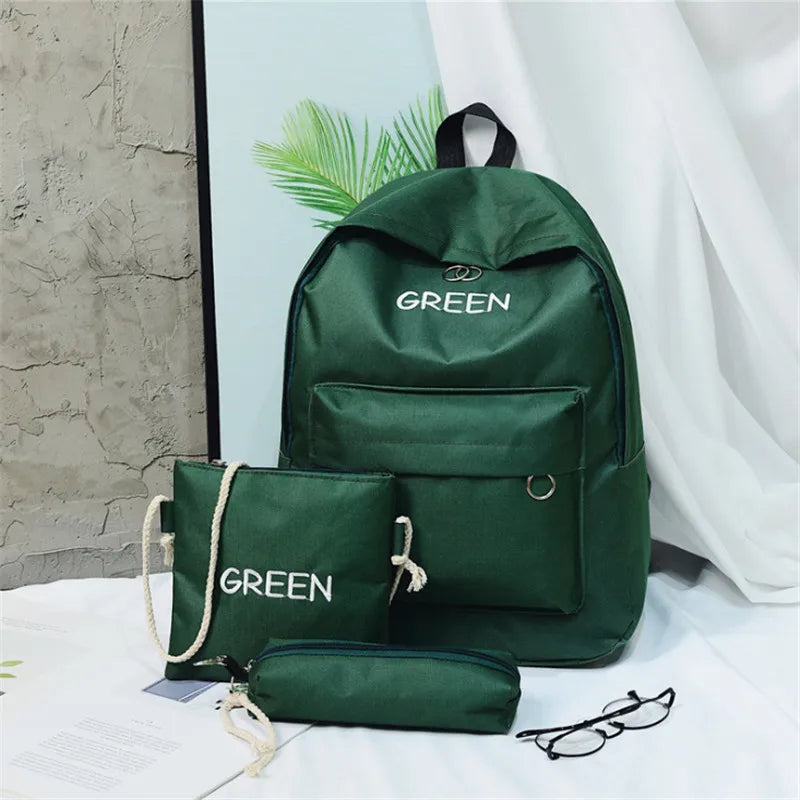 Attra-Yo 3Set Women Backpack Student Bag Lightweight Multifunction