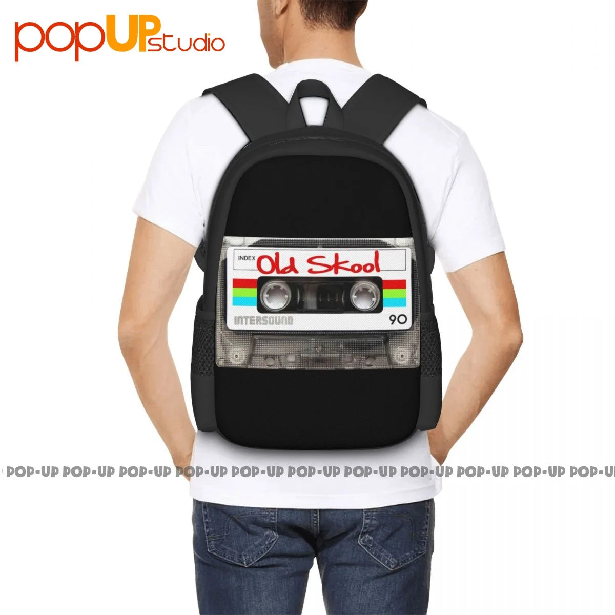 Audio Cassette Old Skool Backpack Large Capacity Vintage Foldable Shopping Bag