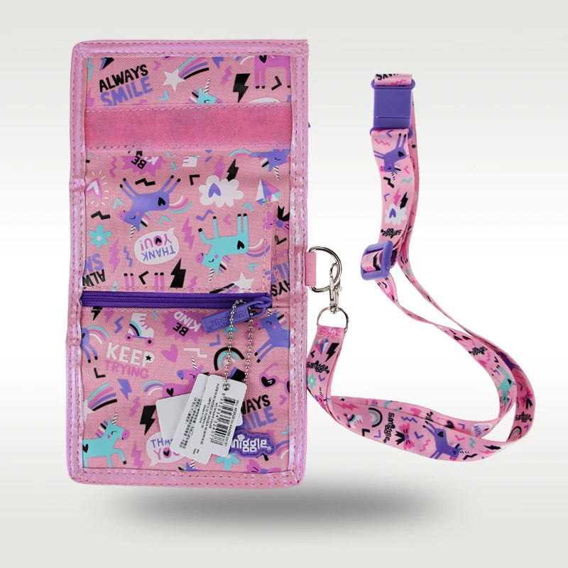 Smiggle Kids Wallet Crossbody Bag Pink Unicorn Triple Card Holder