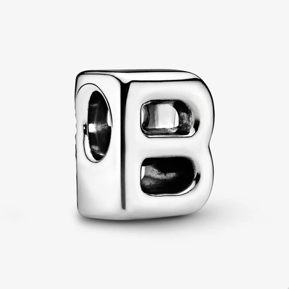 925 Silver Plated Alphabet Bead Charm for Pan Bracelet