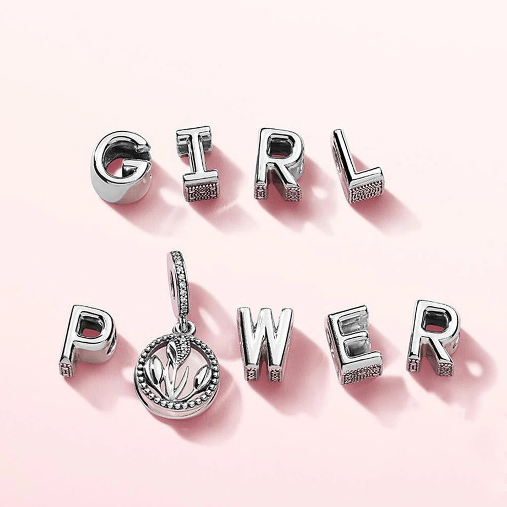 925 Silver Plated Alphabet Bead Charm for Pan Bracelet