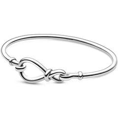 925 Silver Chunky Infinity Knot Chain Bracelet Bangle for Charm DIY