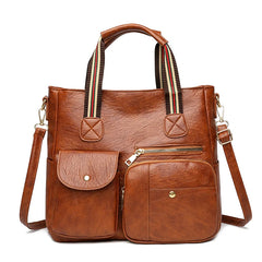 Autumn Winter PU Texture Hand Bag Leather Shoulder Bag Tote Girl